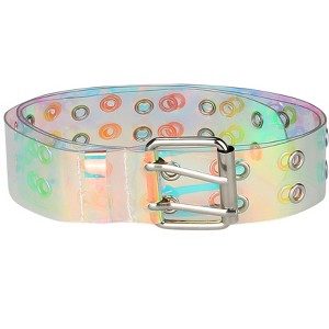 INSPIRE CHIC Women's Clear Grommet Transparent Pin Buckle Waist Belts - 1 of 4