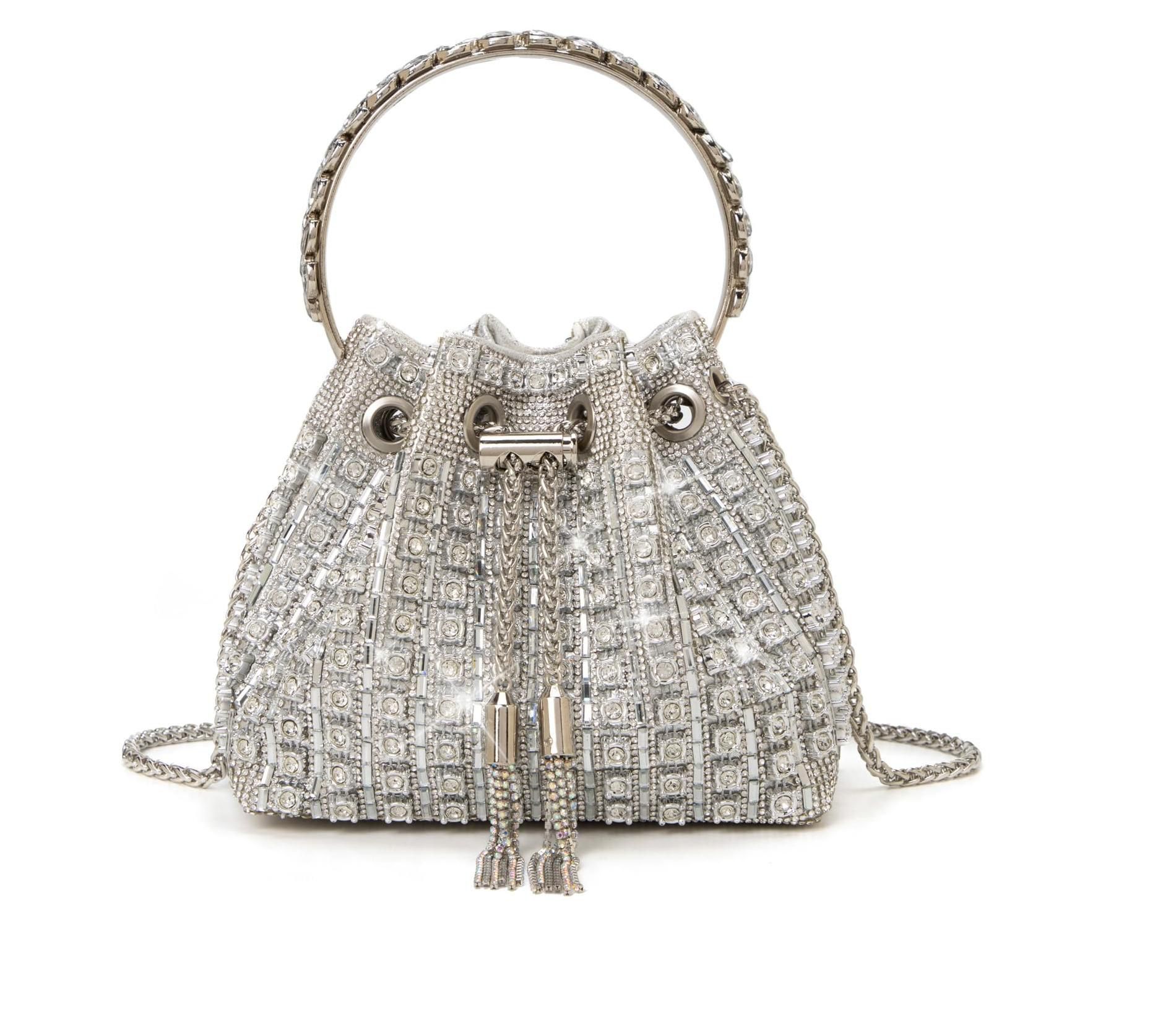 Sparkly Diamond Evening Bag Clutch Purses for Women Rhinestone Purse Glitter Handbag for Party Prom Cocktail Wedding (Silver)