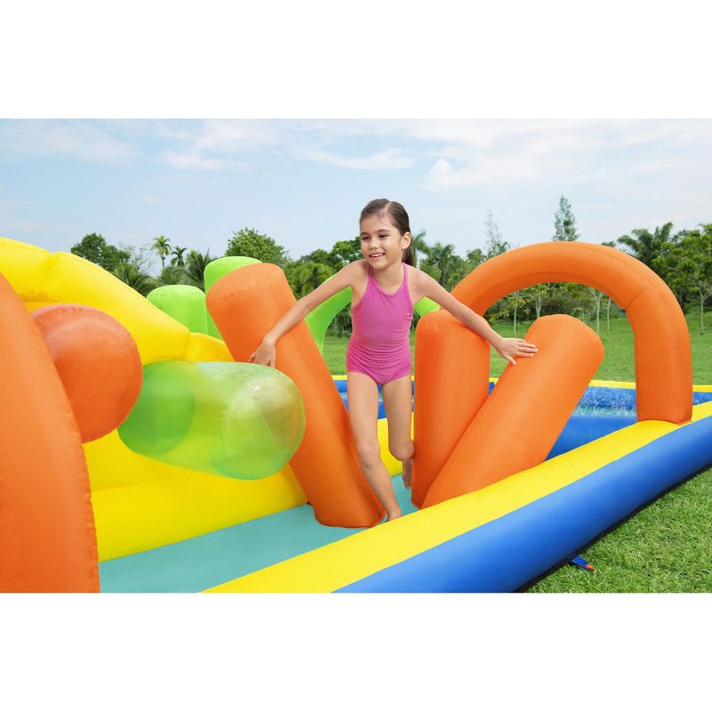 Bestway H2OGO! AquaRace Kids Inflatable Outdoor Water Park with Dual Slides, Built-In Sprayer, Splash Pool, Storage Bag, & Air Blower for Quick Setup, 6 of 8