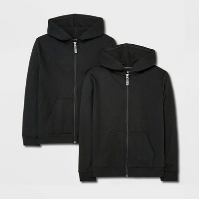 Boys' 2pk Fleece Zip-Up Hoodie - Cat u0026 Jack™ Black XS