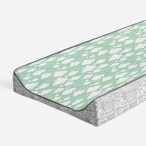 Bacati - Clouds in the City Mint/ Clouds Quilted Changing Pad Cover - 1 of 4