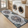 Faux Wool Machine Washable Boho Vintage Printed Area Rug Stylish Indoor Non Slip Stain Resistant Ultra Thin Non Shedding Carpet - 4 of 4