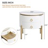 NicBex Coffee Tables for Living Room �19.6" Round Coffee Table Set of 2 Modern Fluted 2 Side Table Set with Drawers and Golden Legs, White+Gold - 4 of 4