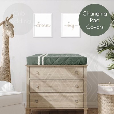 Dark Sage Green and Ivory Microfiber Baby Crib Bedding Set