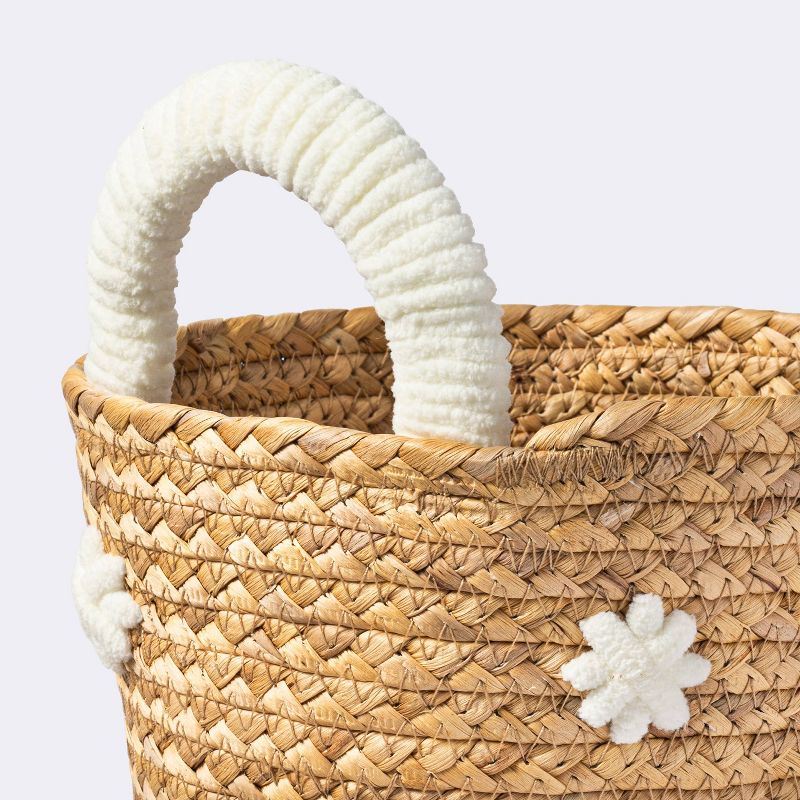 Braided Water Hyacinth with Tufted Embroidery Small Round Storage Basket - Cloud Island&#8482;, 4 of 6