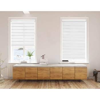1pc Light Filtering Cordless Zebra Window Shade with Fabric Roller Valance White - Lumi Home Furnishings