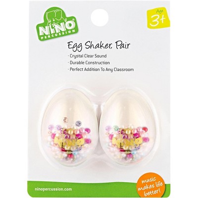 Nino Transparent Plastic Egg Shaker Pair with Multi-Colored Filling