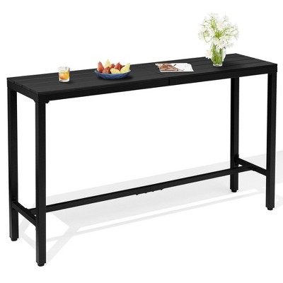 Black Metal and Plastic Outdoor Counter Height Bar Table