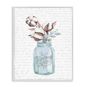 Stupell Industries Handmade Soap Jar & Cotton Flower Framed Giclee Art, White, 16" x 20" - 1 of 4