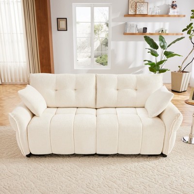 2 Seater Modern Chenille Sofa with High-Resilience Foam Cushions, Tufted Upholstered Sofa Couch, Contemporary Loveseat with Wood Base-Koiai