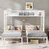 Metal Triple Bunk Bed, Twin over Twin & Twin, Detachable with Guardrails and Shelf, Beds for 3 -- Frevyn - 2 of 4