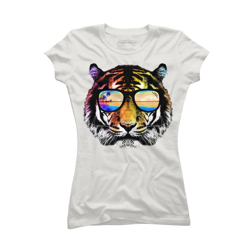 Junior's Design By Humans Summer Tiger By clingcling T-Shirt, 1 of 3
