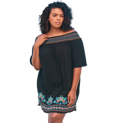 Swim 365 Women's Plus Size Off-The-Shoulder Cover Up