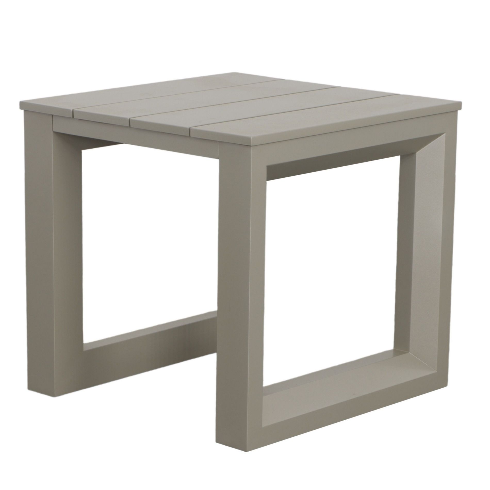CAVINAS Modern Geometric Patio Side Table,21.5" Outdoor End Table with Rust-Proof Aluminum Frame,Weather-Resistant Small Patio Table for Garden,Tan