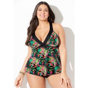 Swimsuits for All Longer Length Surplice Tankini Top (Plus Sizes Available) - 1 of 4