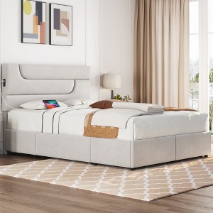 Yaheetech Upholstered Bed Frame with Storage - 1 of 4