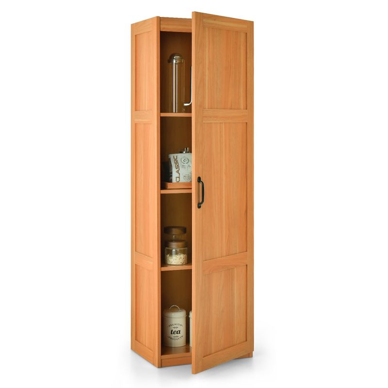 Tangkula Tall Storage Cabinet Farmhouse Freestanding Floor Cabinet w/ 4 Storage Shelves, 1 of 11