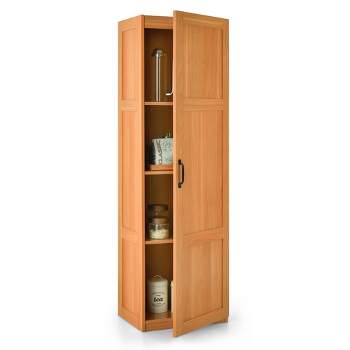 Tangkula Tall Storage Cabinet Farmhouse Freestanding Floor Cabinet w/ 4 Storage Shelves