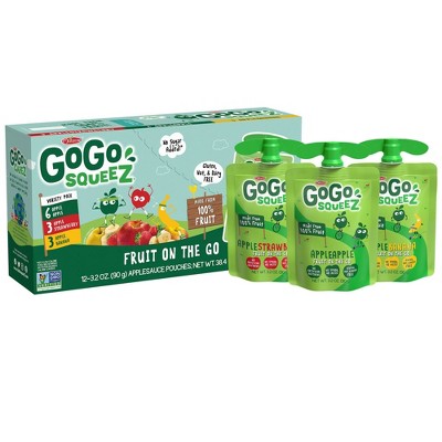 GoGo squeeZ Applesauce Variety Apple/Banana/Strawberry - 3.2oz/12ct