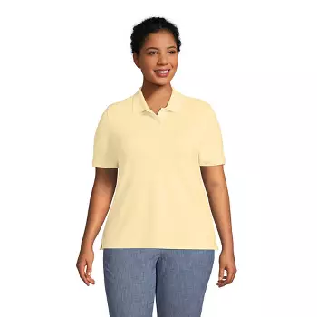End Women's Plus Size Mesh Cotton Short Sleeve Polo - 2x - Golden Candle Light : Target