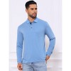 INSPIRE CHIC Men's Contrast Button Collared Pocket Long Sleeves Golf Polo T-Shirts - 4 of 4