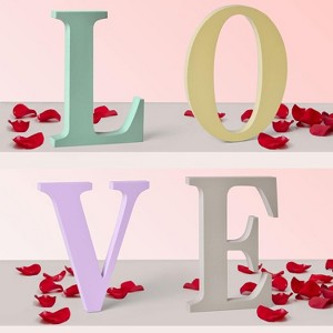 Fun Little Toys Wooden "LOVE" Letters Decor, Rustic Home Decoration, Romantic Gifts for Anniversary, Wedding, and Home Display - 1 of 4