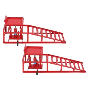 2PCS 5 Ton Hydraulic Ramps, Heavy Duty 3-Position Adjustable Vehicle Lift Ramps 9.3"-14" Height, Steel Ramps for Oil Changes & Repairs - 1 of 4