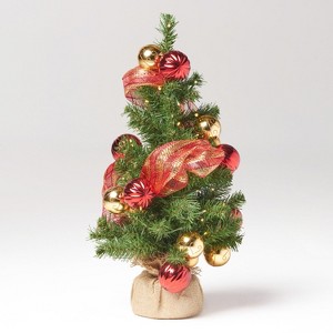 Christopher Knight Home Carmick 2 Foot Noble Fir Pre Lit LED Pre Decorated Artificial Christmas Tree, Green - 1 of 4