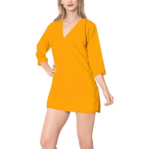 LA LEELA Women's Summer Loose Swimwear Bathing Suit Beach Swimsuit Cover-up Mini Beach Wear for Women - 1 of 4