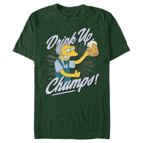 Men's The Simpsons Drink Up, Champs T-shirt - Dark Green - X Large : Target