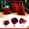 Joyfy 6-Pack Christmas Drawstring Gift Bags, 19"x14.5" Buffalo Plaid Cotton Sacks, Xmas Plaid Cloth Pouches for Holiday Wrapping & Decor (Red/Black) - 4 of 4