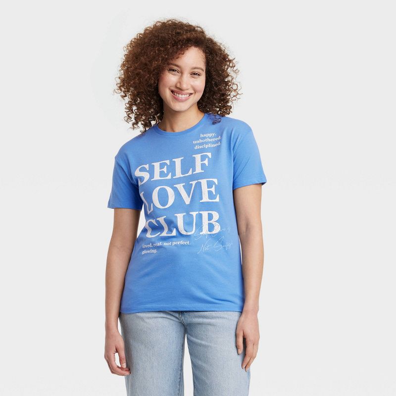 Women's Self Love Club Short Sleeve Graphic T-Shirt - Blue, 1 of 7