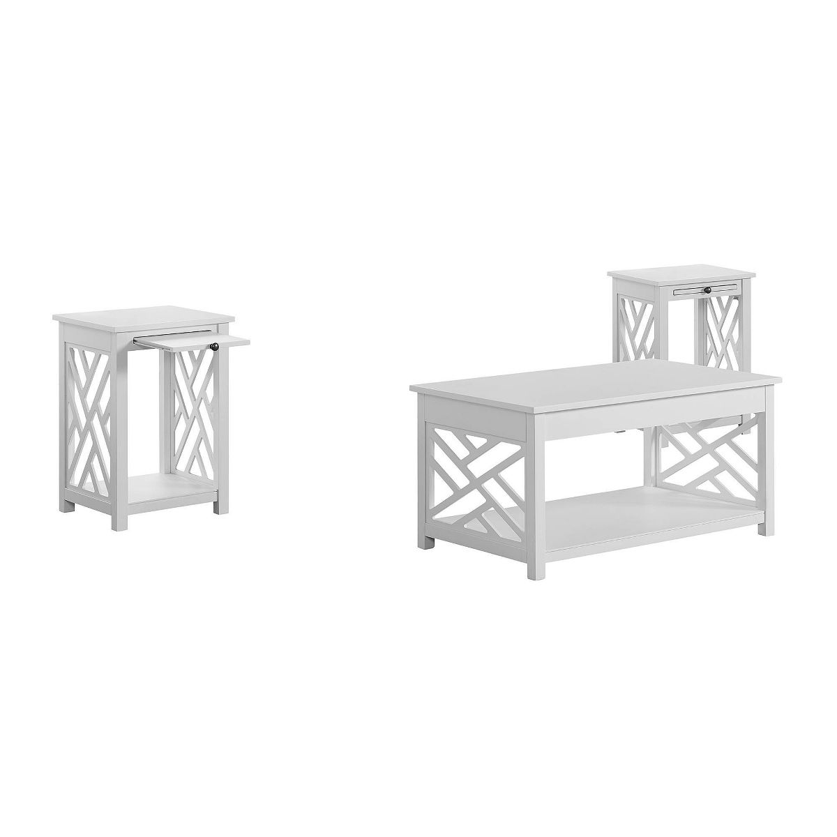 36" Middlebury Coffee Table and 2 End Tables with Tray Shelf - Alaterre Furniture