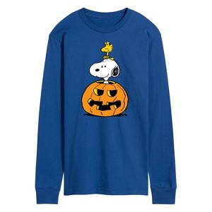 Men's - Peanuts - Snoopy Woodstock Pumpkin Long Sleeve Graphic T-Shirt - 1 of 4