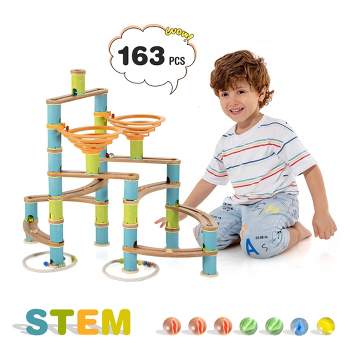 Costway Wooden Marble Run Construction 162PCS STEM Educational Learning Toys for Kid