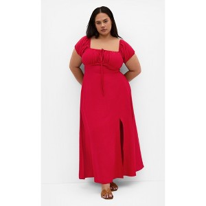Women's Plus Size Abbigail Split Maxi Dress - crimson | CITY CHIC - 1 of 4