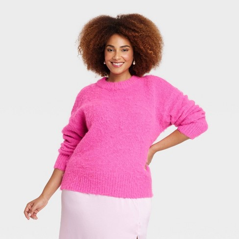 Hot pink crew deals neck sweater