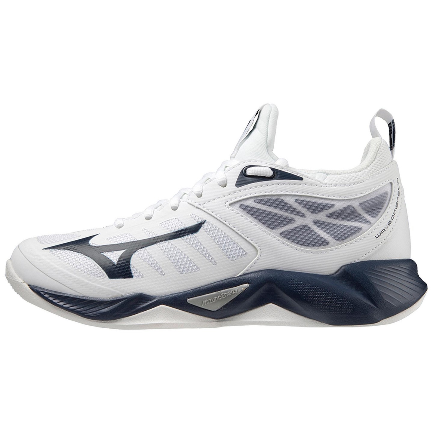 Женские кроссовки Mizuno Wave Dimension Volleyball Shoe, 10, White-Navy, цвет: Белый — фото 1