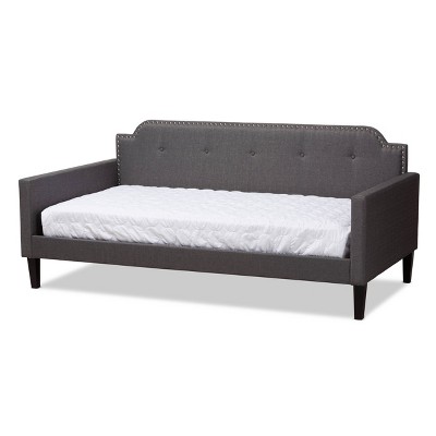 Twin Packer Fabric Upholstered Kids Sofa Daybed Gray Baxton