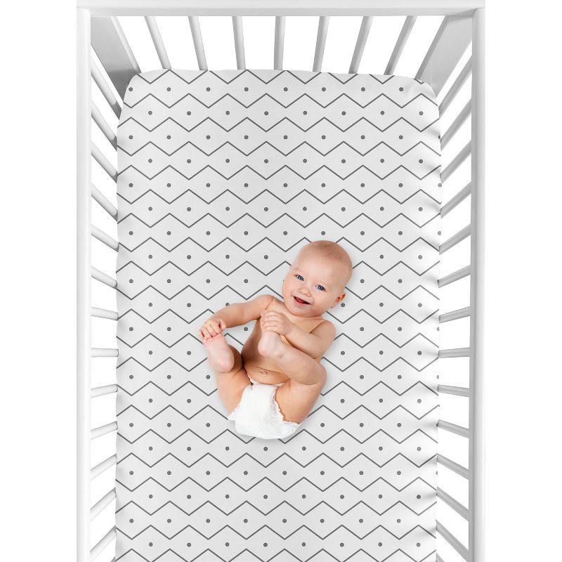 Sweet Jojo Designs Boy Baby Fitted Crib Sheet Mod Dinosaur Grey and White, 4 of 7