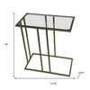 HomeRoots 26" Clear and Antiqued Gold Glass and Iron Frame End Table - 3 of 4