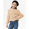 Girls Crewneck Knit Pullover Sweaters Long Lantern Sleeve Oversized Knit Cute Jumper Tops - 4 of 4