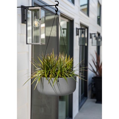 Gray Plastic-Stone Hanging Outdoor Planter Set, 14-inch