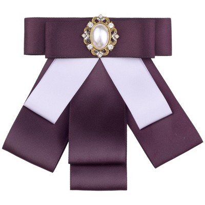 Elerevyo Women's Pre-tied Bowknot Elegant Rib Bow Brooch