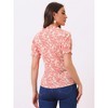 Allegra K Women's Ruffle Tie V-Neck Casual Smocked Short Sleeve Floral Top - 4 of 4