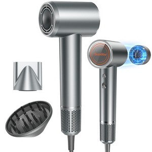 Teendow 1500W Fast Dry Hair Dryer, Portable 110,000 RPM Brushless Motor Negative Ion Hair Dryer, Low Noise, for Travel, Salon, Silver - 1 of 4