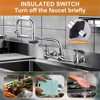 WOWOW Double Handle Wall Mount Standard Kitchen Faucet with 18 in. Swivel Jointed Spout and Double Joint Swing Arms in Chrome - 4 of 4