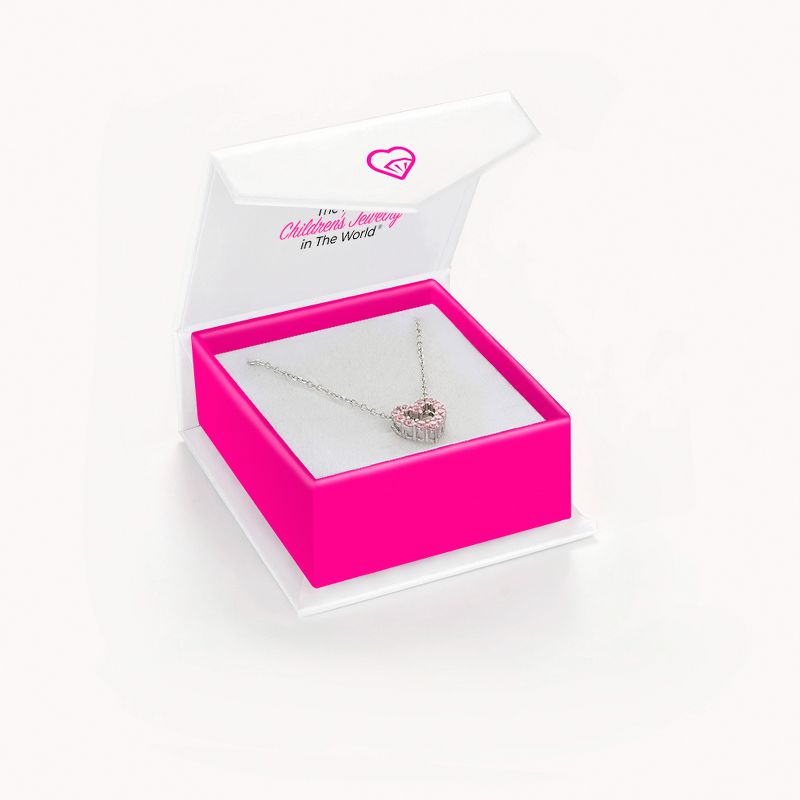 Girls' Open CZ Heart Sterling Silver Necklace - In Season Jewelry, 6 of 7