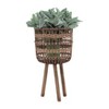 Sagebrook Home 15" Wide 3pc Open Weave Bamboo Planter Pot Brown: Set of Indoor/Outdoor, Floor Standing Planters - 3 of 4