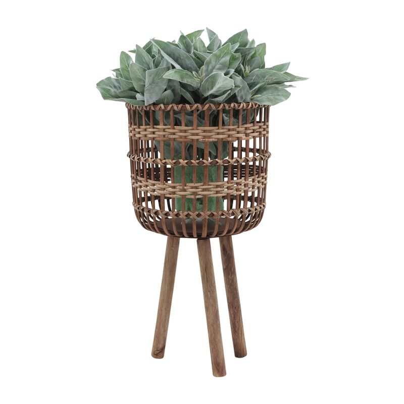 Sagebrook Home 15&#34; Wide 3pc Open Weave Bamboo Planter Pot Brown, 4 of 11